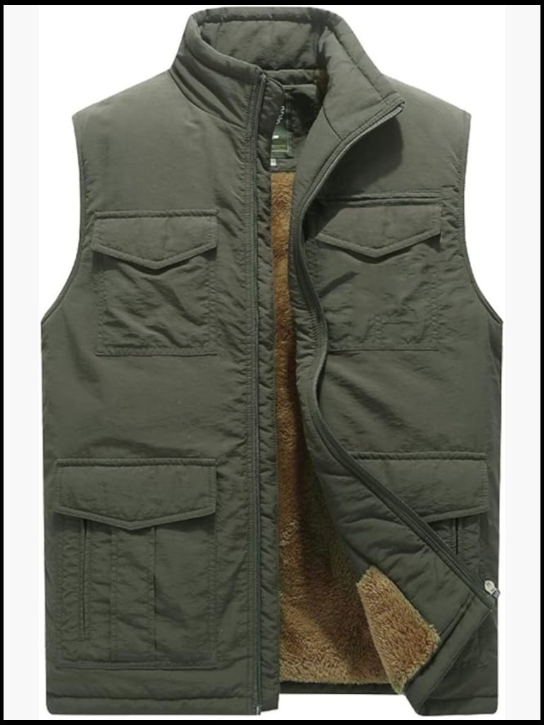 Men's Puffer Vest, Water Resistant, Polyester, 5 Pockets